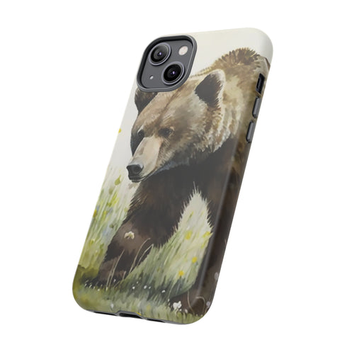 Grizzly Bear in a Field - Impact Resistant Phone Case
